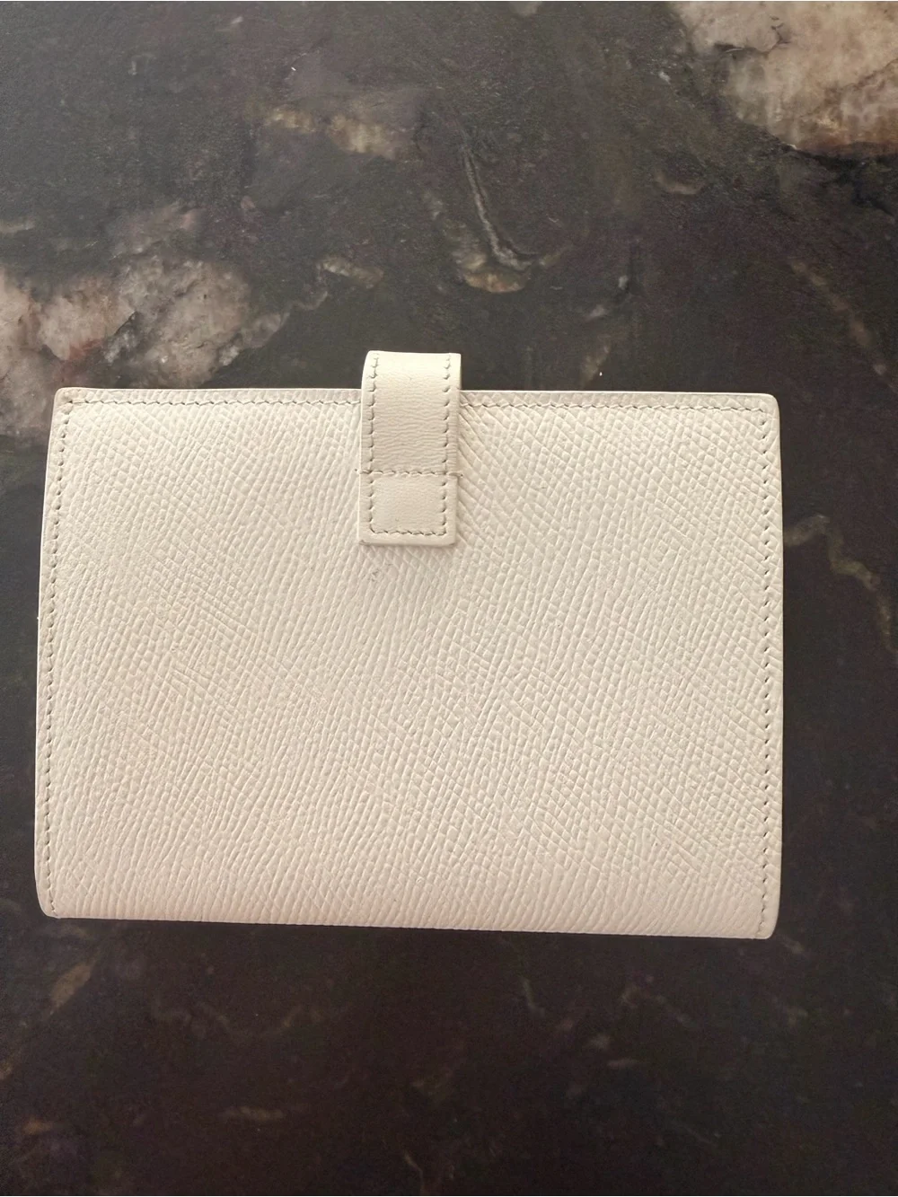 Celine Cream Textured Leather Snap Wallet